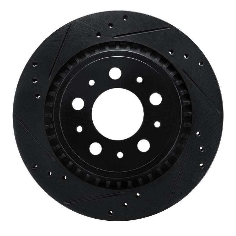 R1 Concepts R1 00-00 Volvo V70 Rear Left Drilled & Slotted Black Brake Rotor