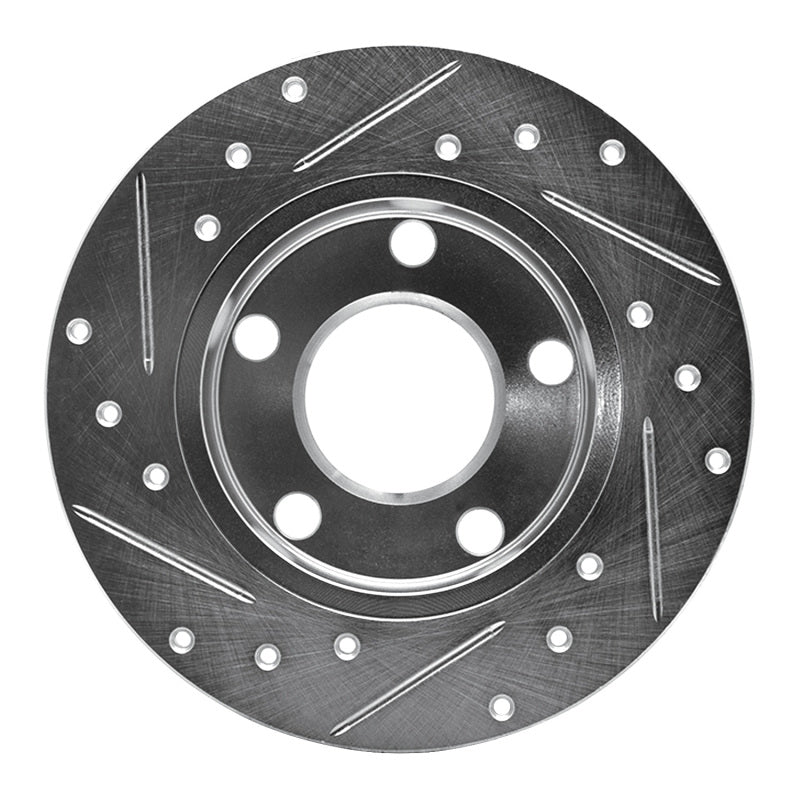 R1 Concepts R1 85-00 Audi 5000CS Turbo Quattro Rear Right Drilled & Slotted Silver Brake Rotor