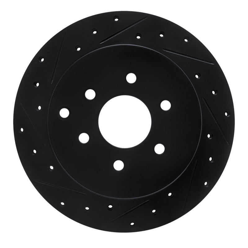 R1 Concepts R1 05-12 Nissan Pathfinder Rear Left Drilled & Slotted Black Brake Rotor