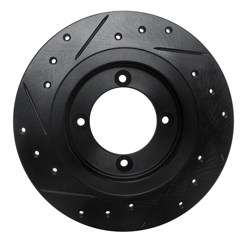 R1 Concepts R1 82-86 Nissan Pulsar NX Front Right Drilled & Slotted Black Brake Rotor
