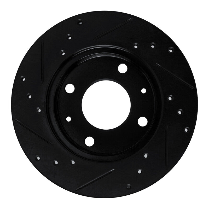 R1 Concepts R1 89-98 Hyundai Sonata Front Right Drilled & Slotted Black Brake Rotor