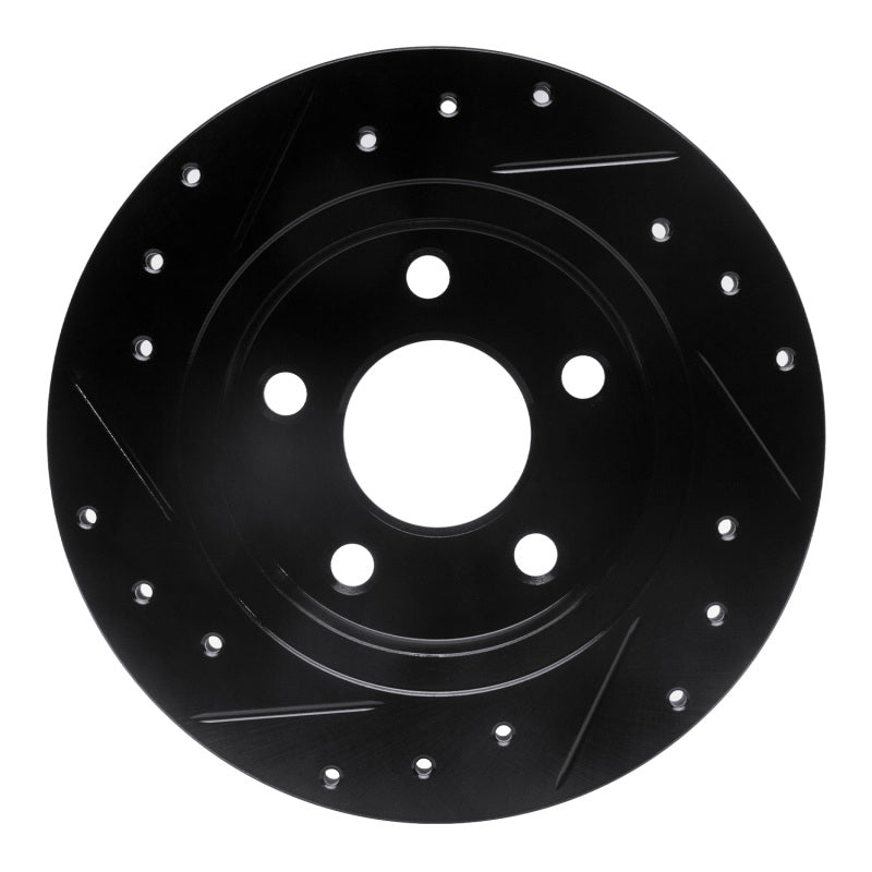 R1 Concepts R1 93-05 Ford Taurus (Excl SHO) Rear Right Drilled & Slotted Black Brake Rotor