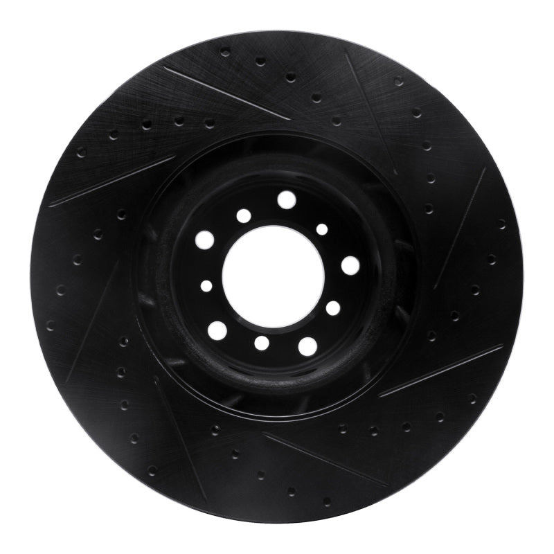 R1 Concepts R1 00-03 BMW M5 Right Front Drilled & Slotted Black Brake Rotor