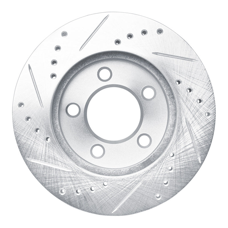 R1 Concepts R1 70-93 Ford Taurus (Excl SHO) Front Right Drilled & Slotted Silver Brake Rotor