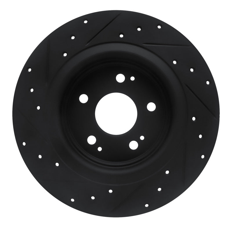R1 Concepts R1 17-20 Acura MDX Rear Right Drilled & Slotted Black Brake Rotor