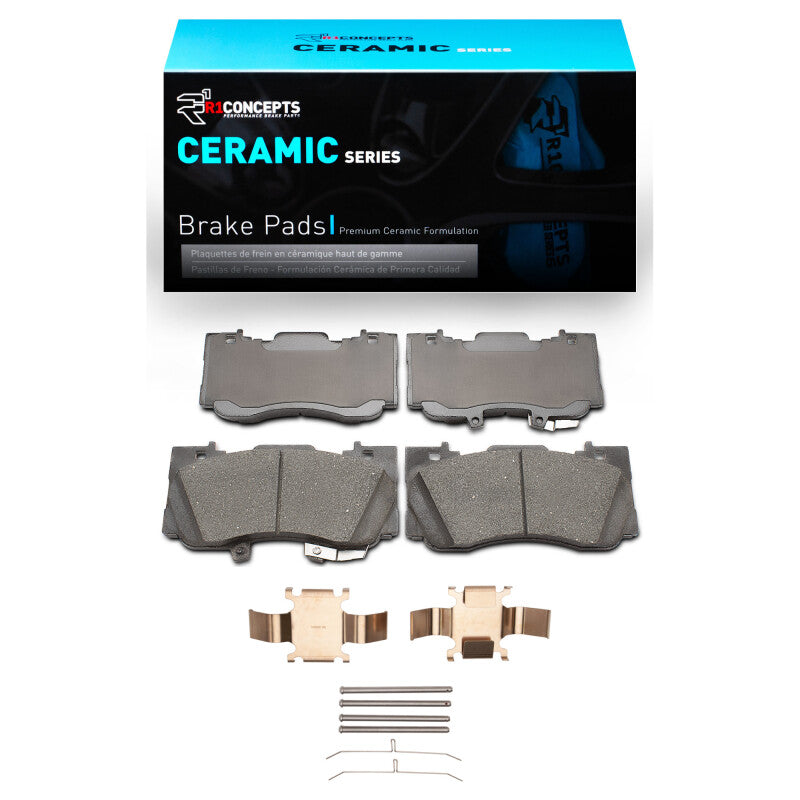 R1 Concepts R1 15-23 Ford Mustang (w/Brembo Calipers) Front Ceramic Brake Pads & Hardware Kit