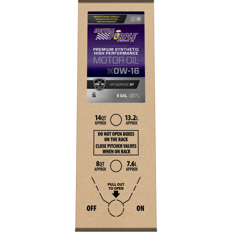 Royal Purple High Performance Ultra-Low Viscosity 0W16 Motor Oil - 6 Gallon Bag-In-Box