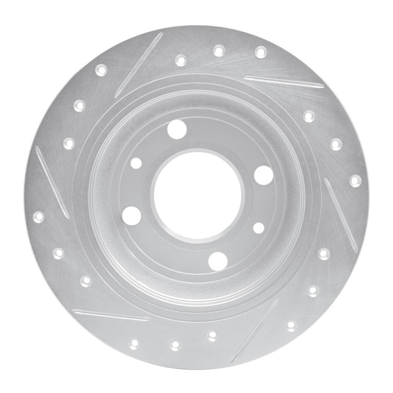 R1 Concepts R1 86-98 Saab 9000 Rear Right Drilled & Slotted Silver Brake Rotor