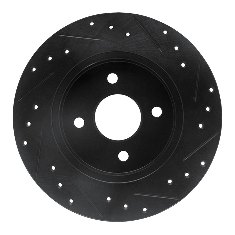 R1 Concepts R1 02-04 Ford Focus Rear Left Drilled & Slotted Black Brake Rotor