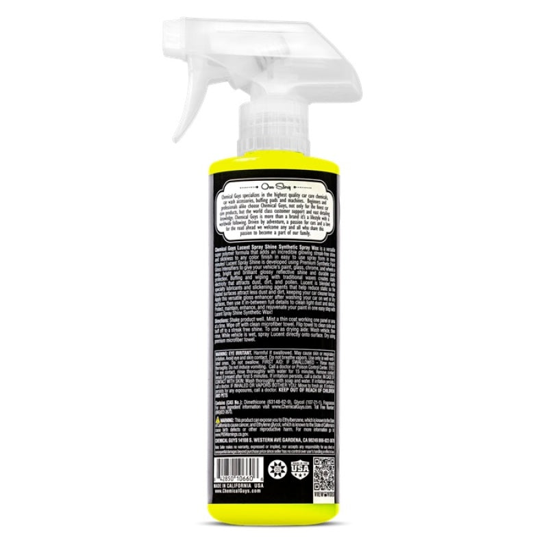 Chemical Guys Lucent Spray Shine Synthetic Spray Wax - 16oz