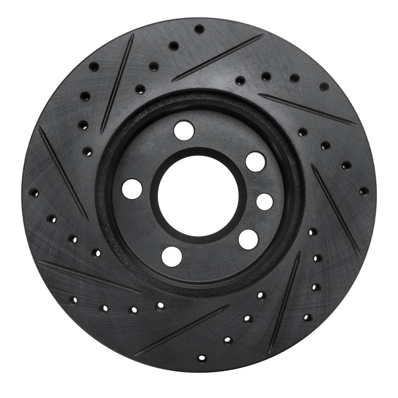 R1 Concepts R1 96-00 Volkswagen EuroVan Front Right Drilled & Slotted Black Brake Rotor