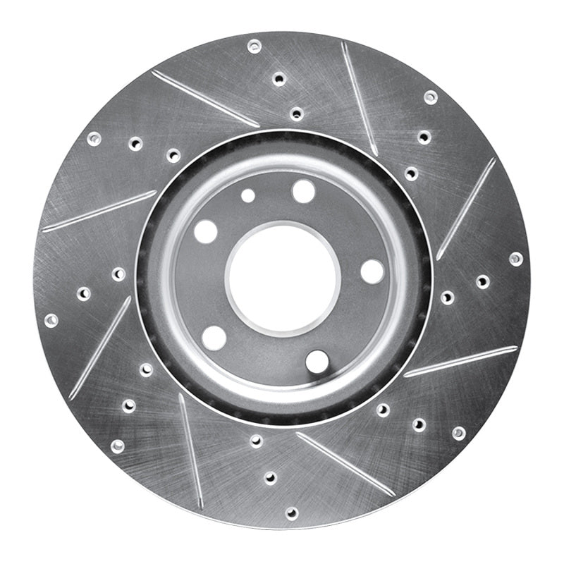 R1 Concepts R1 14-19 Chevrolet Corvette Front Left Drilled & Slotted Silver Brake Rotor