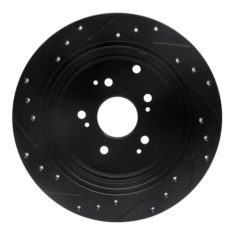 R1 Concepts R1 01-08 Acura MDX Rear Right Drilled & Slotted Black Brake Rotor