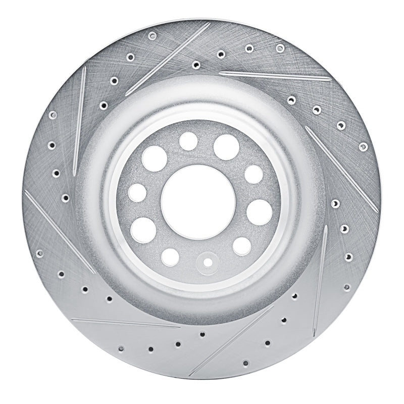 R1 Concepts R1 21-25 Tesla Model S Rear Left Drilled & Slotted Silver Brake Rotor