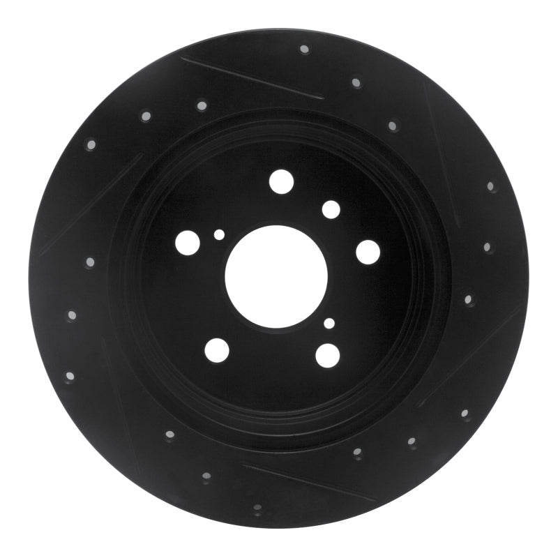 R1 Concepts R1 18-24 Toyota Camry Rear Left Drilled & Slotted Black Brake Rotor
