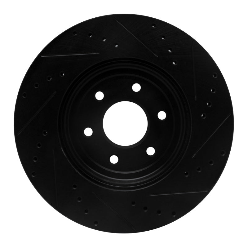 R1 Concepts R1 08-11 Nissan Pathfinder Front Left Drilled & Slotted Black Brake Rotor