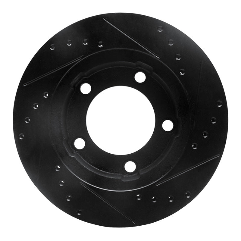 R1 Concepts R1 80-93 Dodge Ramcharger 4WD Front Left Drilled & Slotted Black Brake Rotor