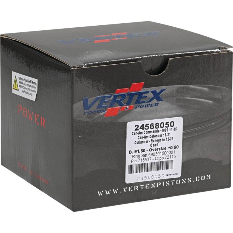 Vertex Pistons Vertex Piston 11-19 Can-Am Commander 1000 1000cc +0.50mm Oversized Cast Replica Piston Kit