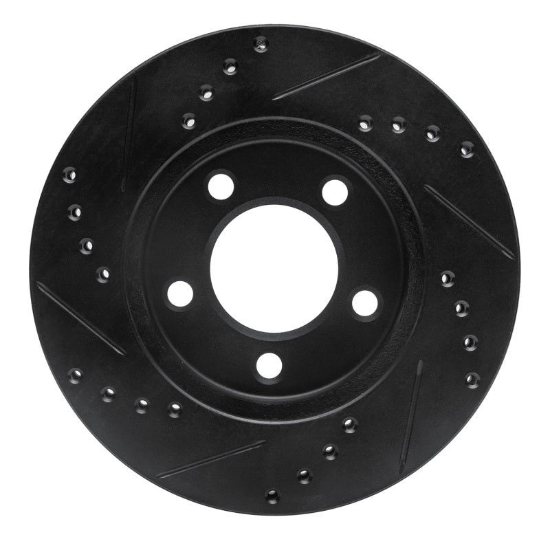R1 Concepts R1 70-93 Ford Taurus (Excl SHO) Front Right Drilled & Slotted Black Brake Rotor