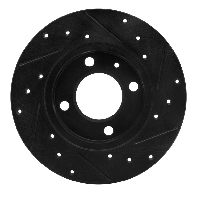 R1 Concepts R1 73-05 Audi Fox Front Left Drilled & Slotted Black Brake Rotor