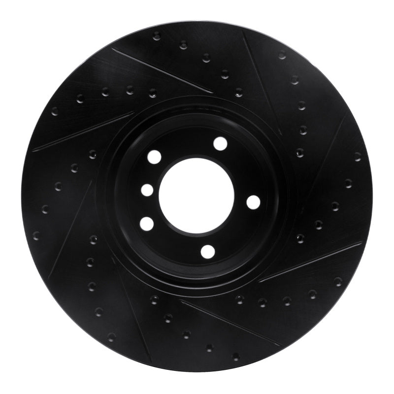R1 Concepts R1 95-01 BMW 750IL Front Left Drilled & Slotted Black Brake Rotor