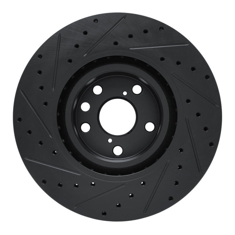 R1 Concepts R1 11-25 Lexus IS200T Right Front Drilled & Slotted Black Brake Rotor