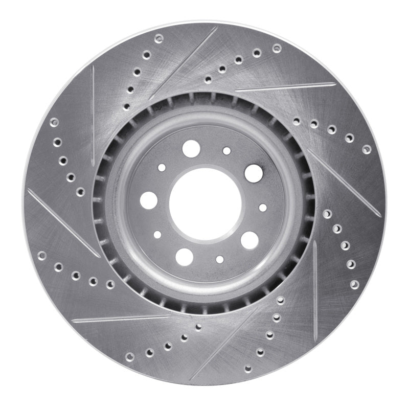 R1 Concepts R1 04-07 Volvo V70 Front Right Drilled & Slotted Silver Brake Rotor