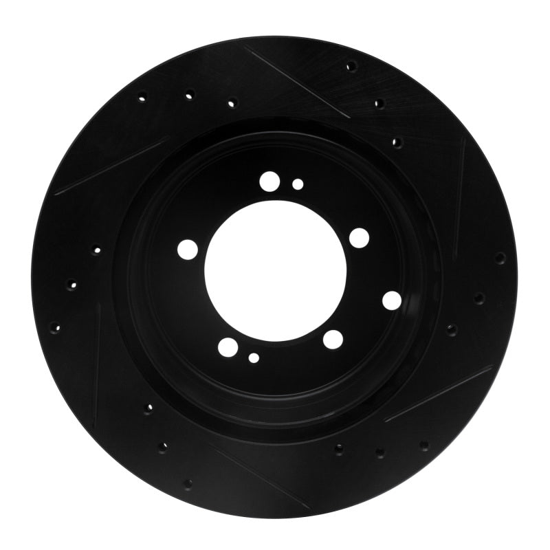 R1 Concepts R1 92-96 Mitsubishi DIAMANTE Rear Left Drilled & Slotted Black Brake Rotor