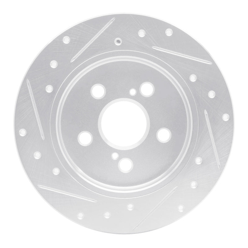 R1 Concepts R1 09-24 Lexus CT200H Rear Right Drilled & Slotted Silver Brake Rotor
