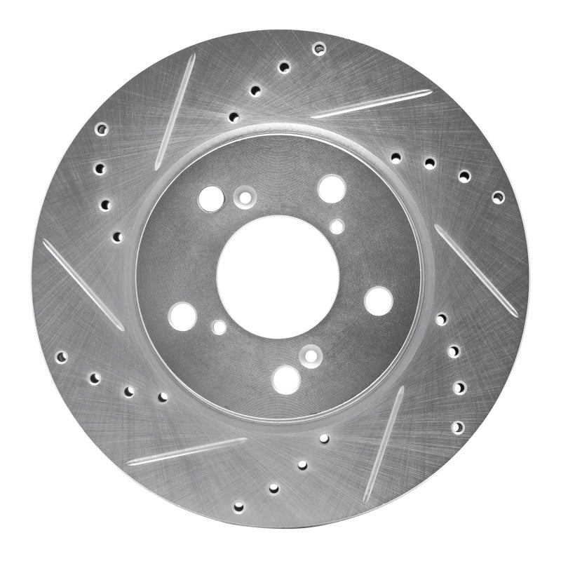 R1 Concepts R1 05-10 Honda Odyssey Front Left Drilled & Slotted Silver Brake Rotor