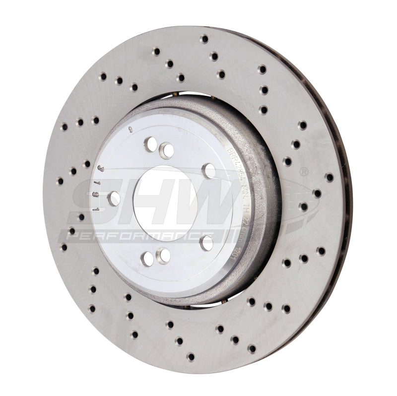 SHW Performance SHW 08-13 BMW M3 4.0L Right Rear Cross-Drilled Lightweight Brake Rotor (34212283804)