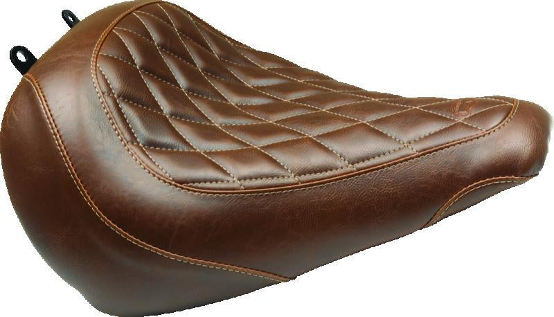 Mustang Motorcycle Mustang 18-21 Harley Fat Boy Wide Tripper Solo Seat Diamond Stitch - Brown