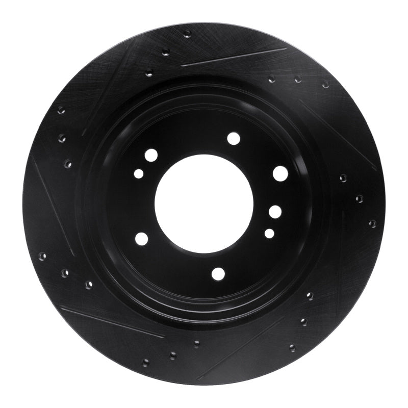 R1 Concepts R1 03-06 Kia Sorento Rear Right Drilled & Slotted Black Brake Rotor