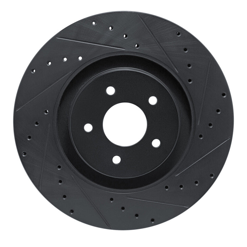 R1 Concepts R1 2022-2025 Infiniti QX60 Front Right Drilled & Slotted Black Brake Rotor