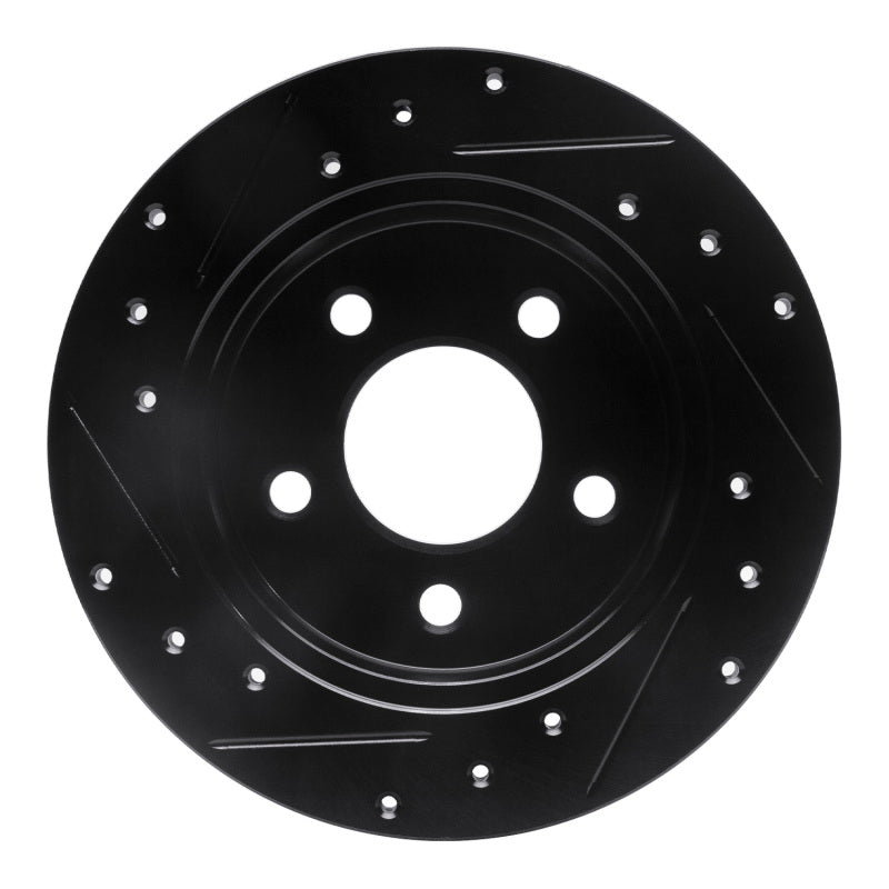 R1 Concepts R1 94-04 Ford Mustang Rear Right Drilled & Slotted Black Brake Rotor