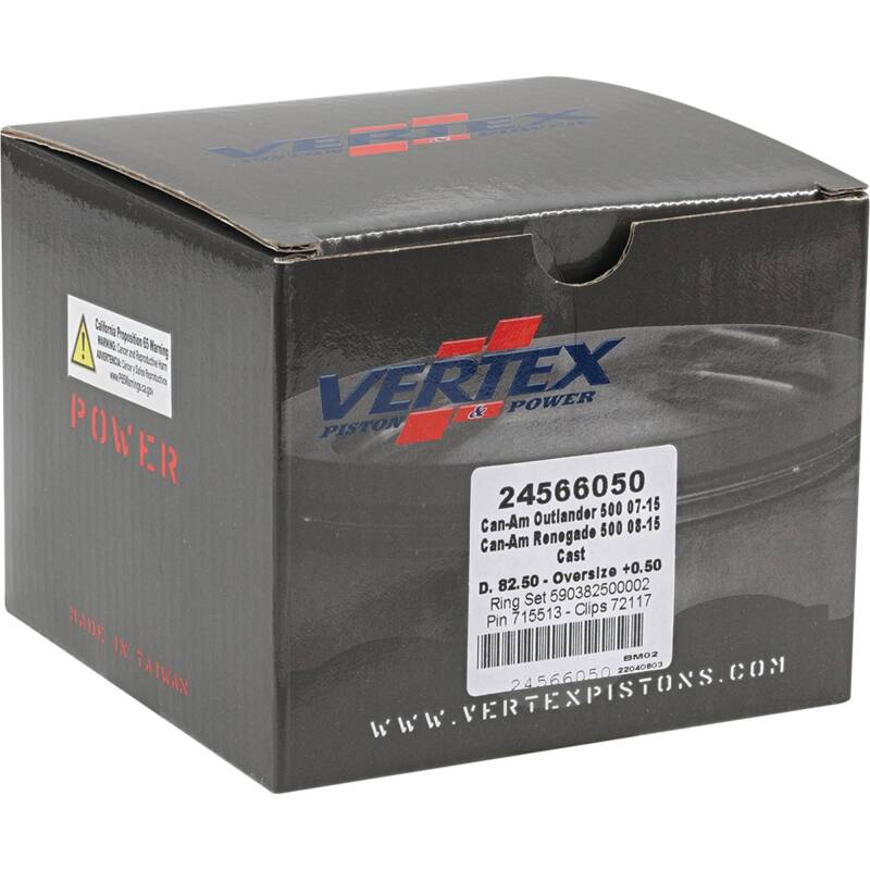 Vertex Pistons Vertex Piston 07-15 Can-Am Outlander 500 4x4 500cc +0.50mm Oversized Cast Replica Piston Kit