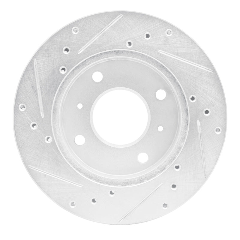 R1 Concepts R1 85-89 Nissan STANZA Front Right Drilled & Slotted Silver Brake Rotor