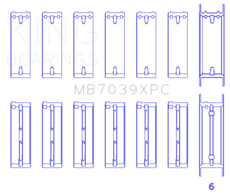 King Engine Bearings King BMW M20/M50 2.0L/2.5L/2.7L Crankshaft Main Bearings Set (Size .025) - 7 Pairs Coated