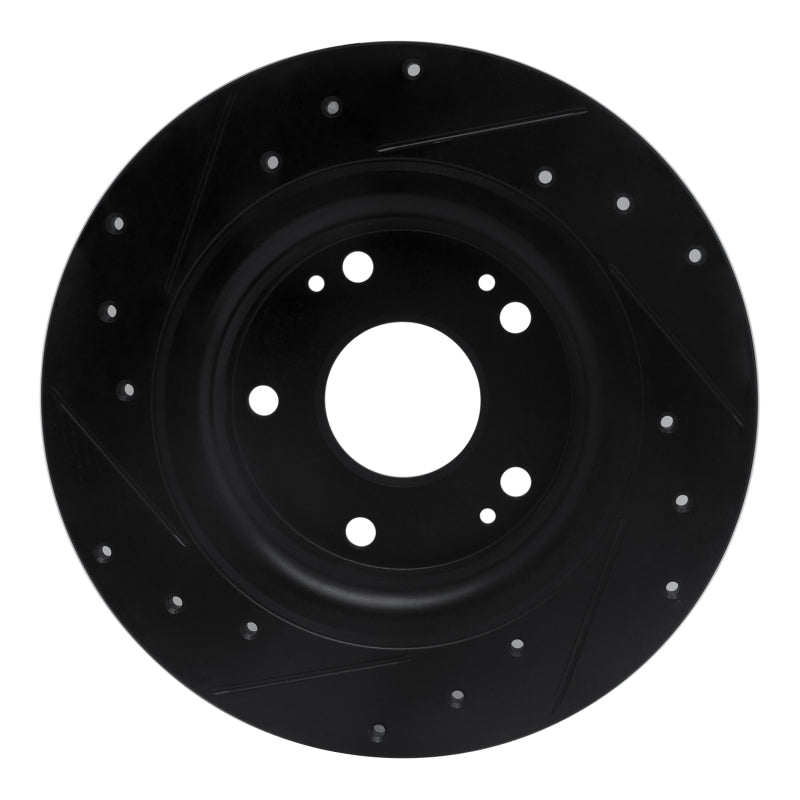R1 Concepts R1 17-20 Honda Civic Sedan Rear Right Drilled & Slotted Black Brake Rotor