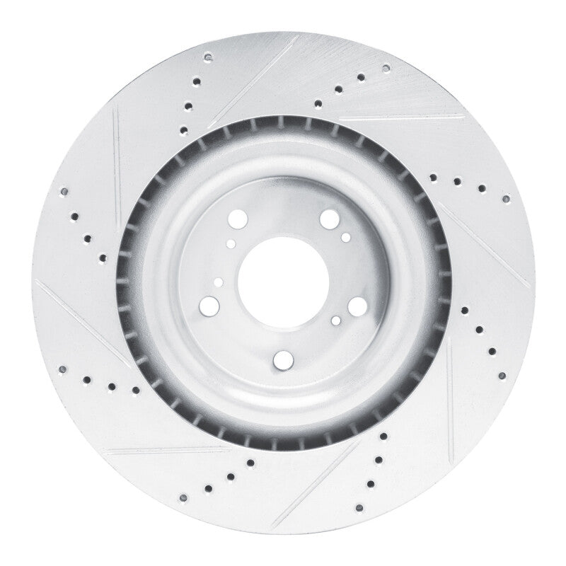 R1 Concepts R1 2021-2025 Acura TLX Front Right Drilled & Slotted Silver Brake Rotor