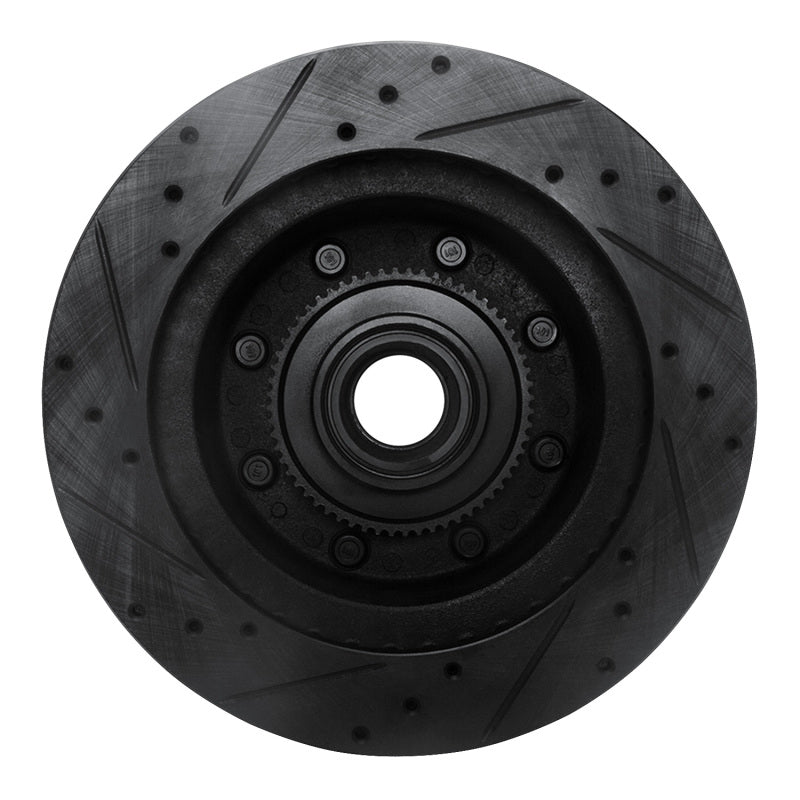 R1 Concepts R1 95-07 Ford E-150 Econoline Front Right Drilled & Slotted Black Brake Rotor