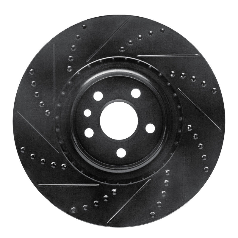 R1 Concepts R1 2007-2016 Volvo S60 Front Right Drilled & Slotted Black Brake Rotor