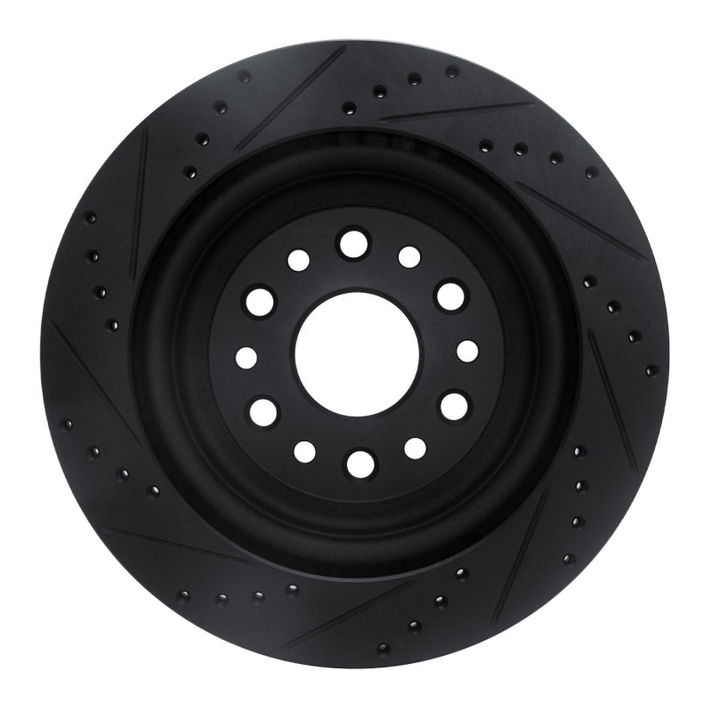 R1 Concepts R1 19-25 Ram 1500 Rear Right Drilled & Slotted Black Brake Rotor