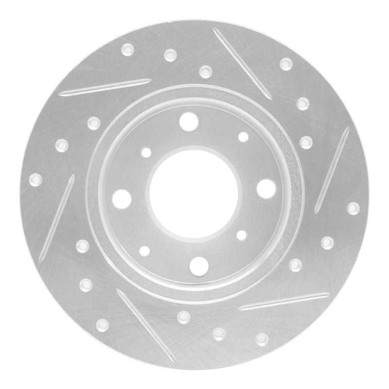 R1 Concepts R1 84-87 Honda Civic Hatchback Front Left Drilled & Slotted Silver Brake Rotor