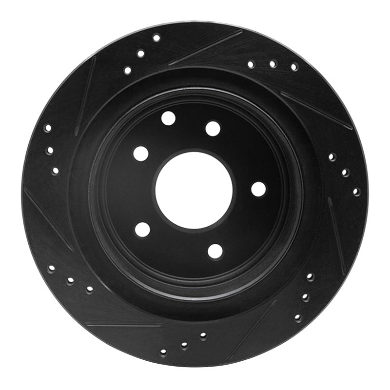 R1 Concepts R1 02-06 Infiniti Q45 Rear Right Drilled & Slotted Black Brake Rotor