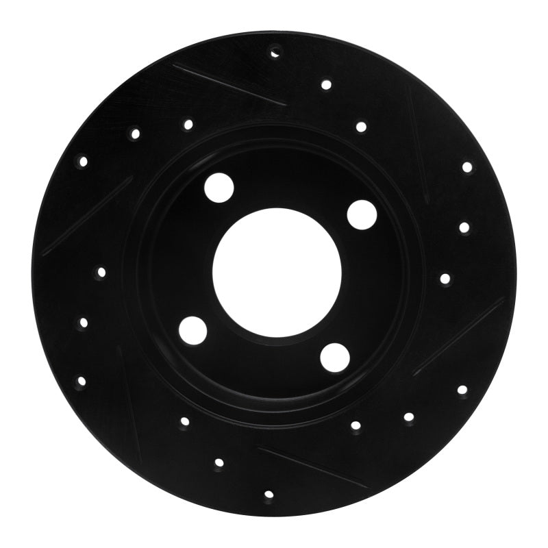 R1 Concepts R1 84-95 Audi 90 Quattro Rear Left Drilled & Slotted Black Brake Rotor