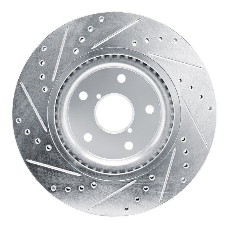 R1 Concepts R1 2020-2025 Subaru Impreza Front Right Drilled & Slotted Silver Brake Rotor
