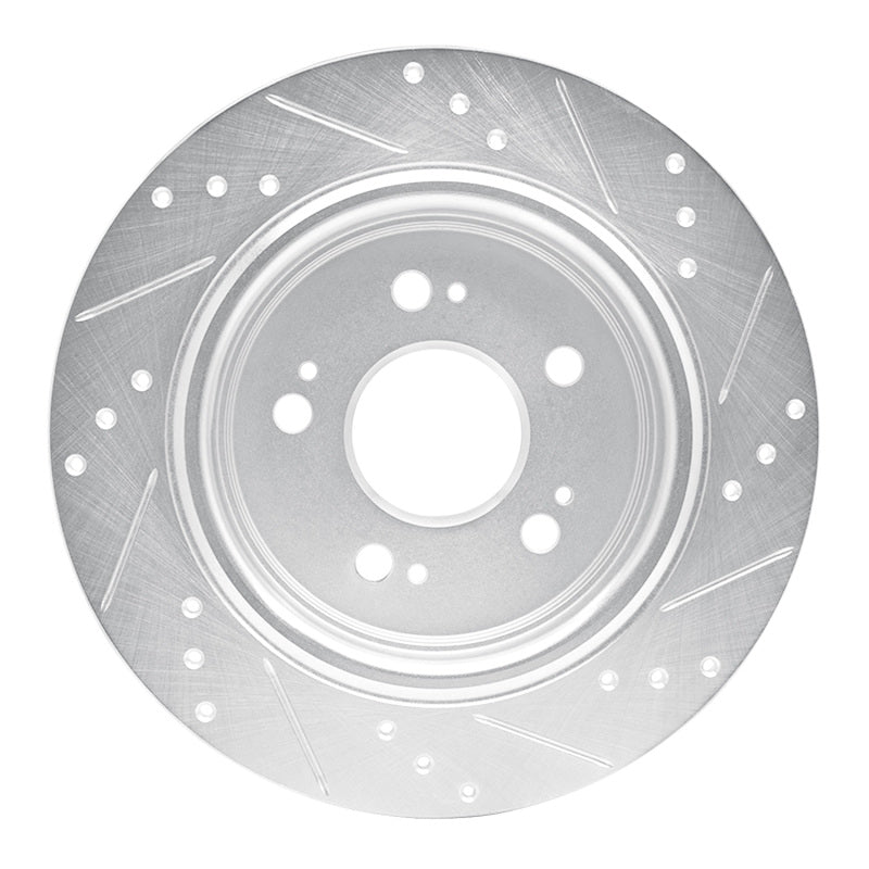 R1 Concepts R1 14-20 Acura RLX Rear Left Drilled & Slotted Silver Brake Rotor