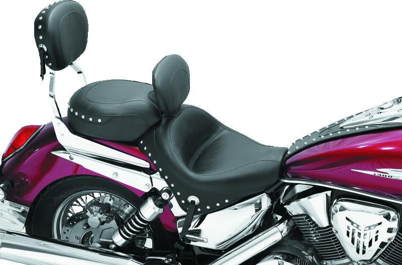 Mustang Motorcycle Mustang 02-09 Honda VTX1300 Retro, S ,T Wide Touring 2PC Seat w/Driver Backrest Studs - Black