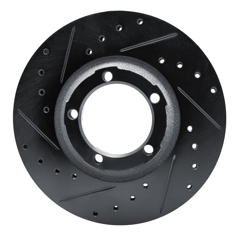 R1 Concepts R1 87-90 Mitsubishi Van Front Left Drilled & Slotted Black Brake Rotor